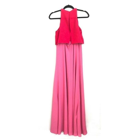 Jill Jill Stuart Popover Crepe Red Pink Colorblock Gown - Picture 4 of 6